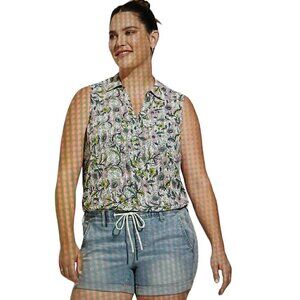 Torrid Women's Harper Georgette Collared Sleeveless Floral Blouse, 4, 4X, 26